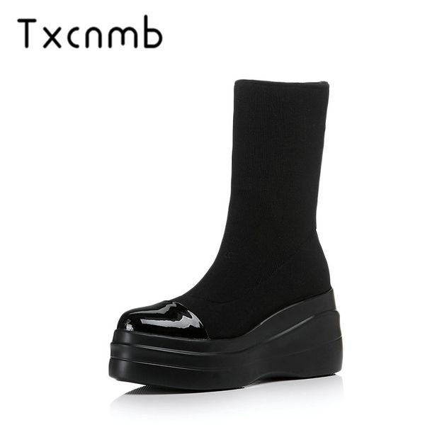 txcnmb brand women mid-calf boots round toe casual autumn winter warm shoes woman basic motorcycle boots, Black
txcnmb brand women mid-calf boots round toe casual autumn winter warm shoes woman basic motorcycle boots, Black