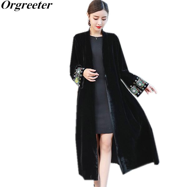 stylish sleeve exquisite embroidery vintage velvet kimono trench new women v neck mid long windbreaker coat outerwear, Tan;black
stylish sleeve exquisite embroidery vintage velvet kimono trench new women v neck mid long windbreaker coat outerwear, Tan;black