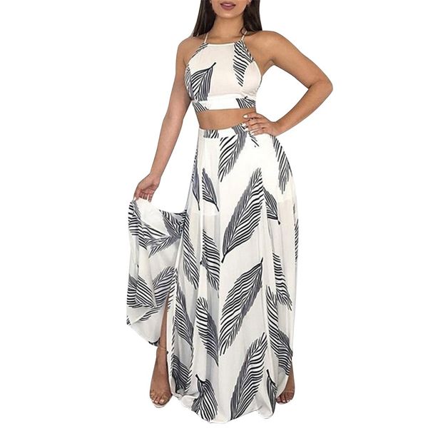 fashion women backless strappy print bandeau strap blouse and skirt suit summer style women outfits two piece suit set 0425, White
fashion women backless strappy print bandeau strap blouse and skirt suit summer style women outfits two piece suit set 0425, White
