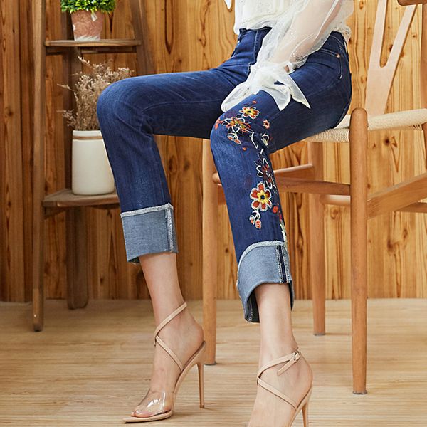 brand sweet pants 2019 elastic skinny high waist jeans women streetwear cuffs embroidery flower straight pants blue plus size 36
brand sweet pants 2019 elastic skinny high waist jeans women streetwear cuffs embroidery flower straight pants blue plus size 36