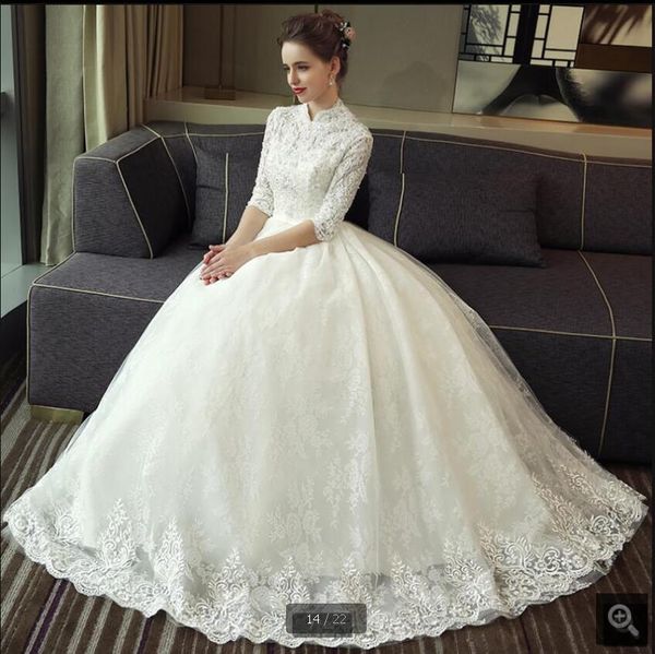 2020 new high neck ball gown short sleeve beach wedding dresses vestidos bridal gowns vestidos de noche vintage wedding gown, White
2020 new high neck ball gown short sleeve beach wedding dresses vestidos bridal gowns vestidos de noche vintage wedding gown, White