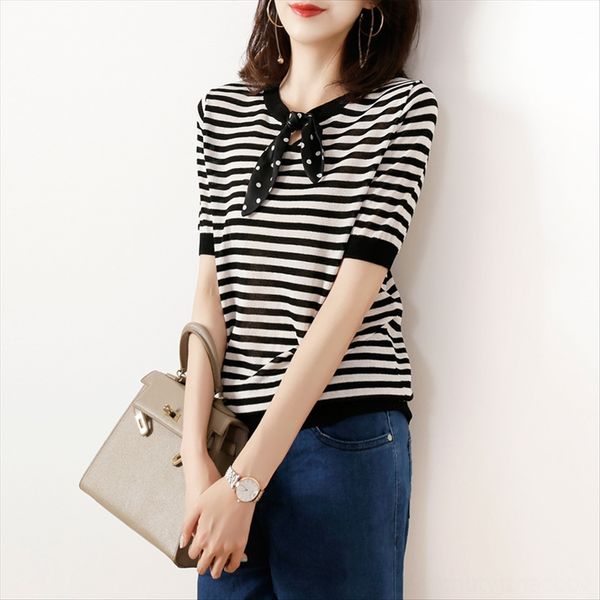 capable commuting ol temperament striped t-shirt butterfly butterfly short sleeve ice linen knitted t-shirt female 2019 loose bow tie top, White
capable commuting ol temperament striped t-shirt butterfly butterfly short sleeve ice linen knitted t-shirt female 2019 loose bow tie top, White