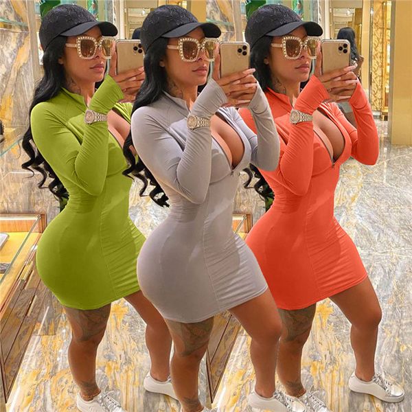 casual womens dresses zipper v neck long sleeve slim women designer clothing fashion plus size ladies bodycon dresses, Black;gray
casual womens dresses zipper v neck long sleeve slim women designer clothing fashion plus size ladies bodycon dresses, Black;gray