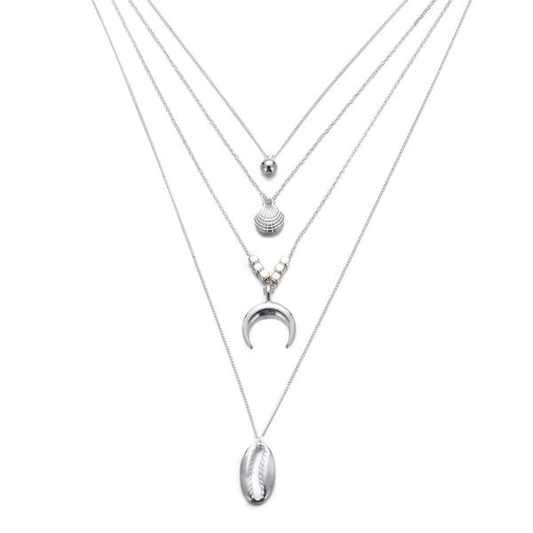 europe and america retro simple bead shell moon 2 layer pendant multi-layer necklace female bohemian pendant jewelry gift vp880, Silver
europe and america retro simple bead shell moon 2 layer pendant multi-layer necklace female bohemian pendant jewelry gift vp880, Silver