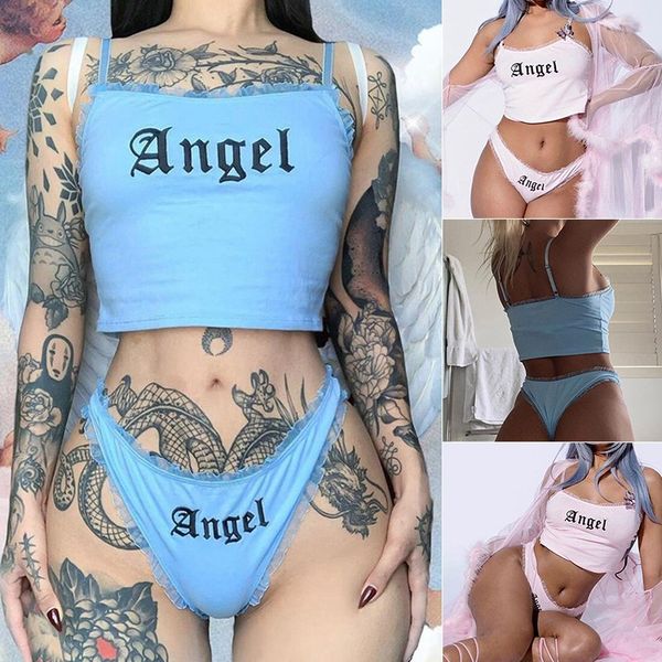 new arrival summer sleeveless angle print blue/pink two piece women set crop sleep wear women's pajamas set, Black;red
new arrival summer sleeveless angle print blue/pink two piece women set crop sleep wear women's pajamas set, Black;red