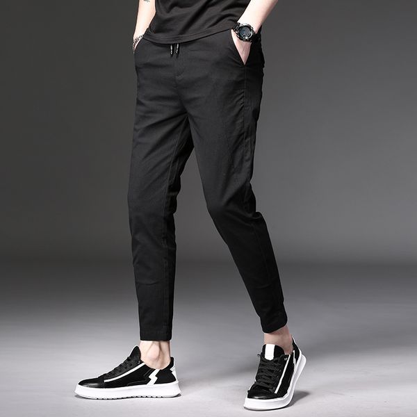 cotton textured ultra-strength 2019 summer thin section men's casual pants, White;black
cotton textured ultra-strength 2019 summer thin section men's casual pants, White;black