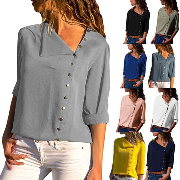 oufisun 2019 autumn womens shirt button irregular diagonal collar long sleeve loose casual chiffon shirts women's plus size, White
oufisun 2019 autumn womens shirt button irregular diagonal collar long sleeve loose casual chiffon shirts women's plus size, White