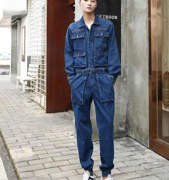 new fashion tooling retro denim jumpsuit male spring and autumn loose straight pants casual denim jumpsuit, Blue
new fashion tooling retro denim jumpsuit male spring and autumn loose straight pants casual denim jumpsuit, Blue