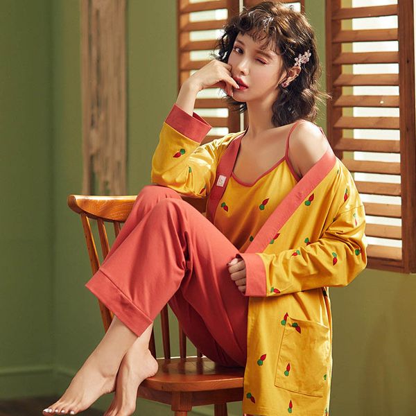 women's sleepwear casual long sleeve round neck pajamas for women cotton print 3 pieces pajamas sets plus size home service, Black;red
women's sleepwear casual long sleeve round neck pajamas for women cotton print 3 pieces pajamas sets plus size home service, Black;red