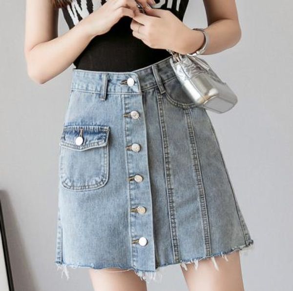 summer women jeans skirt a-line single-breasted harajuku denim jupe mujer college wind high waist light blue denim skirts lj526, Black
summer women jeans skirt a-line single-breasted harajuku denim jupe mujer college wind high waist light blue denim skirts lj526, Black