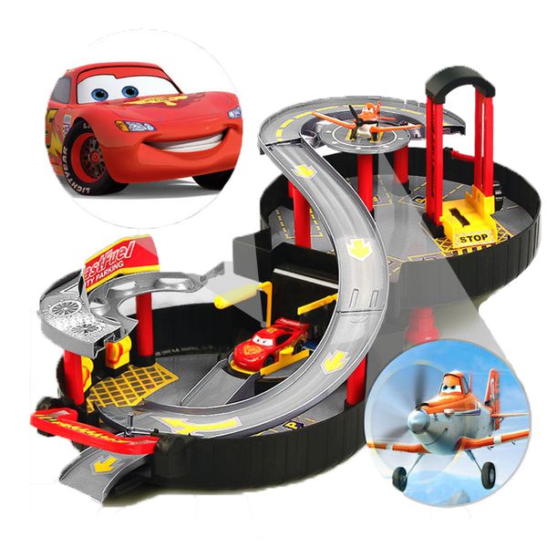 children's elevated rail car tire parking lot toys puzzle game