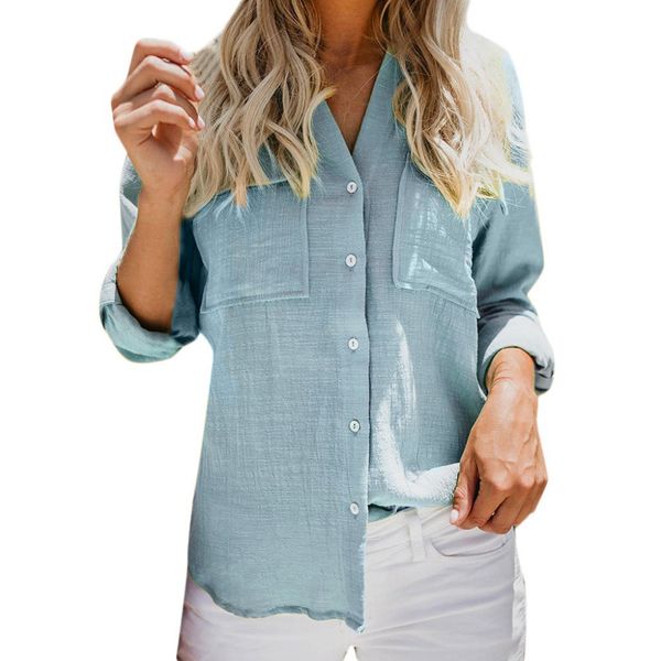 blouse women 2019 cotton linen shirt casual solid long sleeve shirts blouses button down female clothes autumn fashion, White
blouse women 2019 cotton linen shirt casual solid long sleeve shirts blouses button down female clothes autumn fashion, White