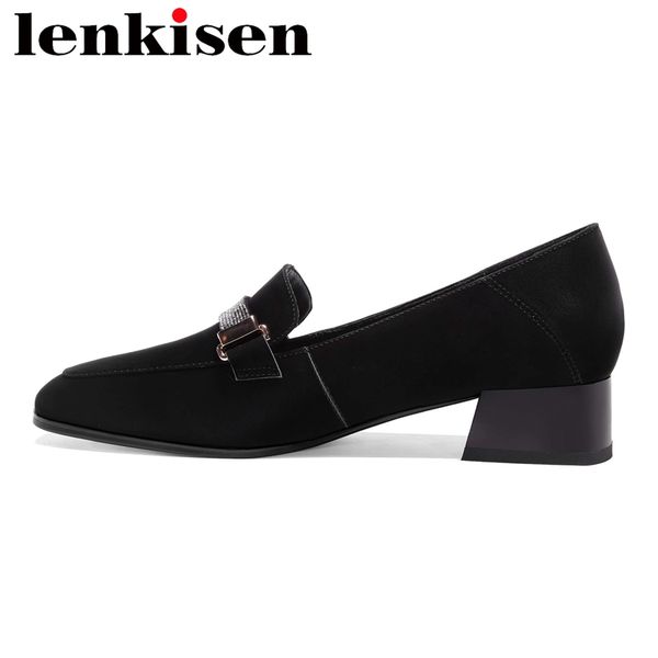 lenkisen large size cow leather square toe med heel women shoes metal decorations office lady deep mouth pumps l23, Black
lenkisen large size cow leather square toe med heel women shoes metal decorations office lady deep mouth pumps l23, Black