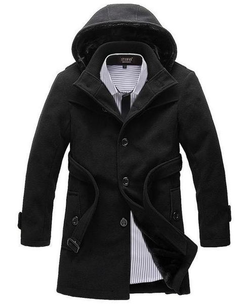 wool blends trench coat men hooded long sleeve single breasted fleece warm mens long trench coat solid color winter coat, Black
wool blends trench coat men hooded long sleeve single breasted fleece warm mens long trench coat solid color winter coat, Black