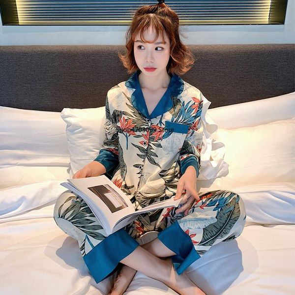 2019 new models spring women comfortable silk pajama set girl print pyjama set long sleeve sleepwear suit women nightshirt sets, Blue;gray
2019 new models spring women comfortable silk pajama set girl print pyjama set long sleeve sleepwear suit women nightshirt sets, Blue;gray