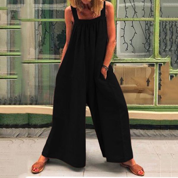 20119 summer rompers women straps jumpsuits loose casual v neck overalls solid sleeveless wide leg pants, Black;white
20119 summer rompers women straps jumpsuits loose casual v neck overalls solid sleeveless wide leg pants, Black;white