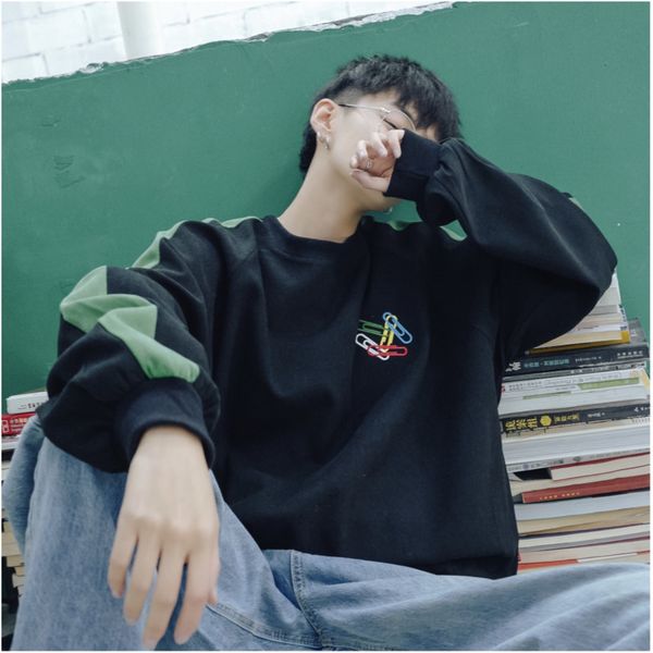 2019 spring trend korean version of the campus style long-sleeved stitching loose simple pullover small fresh casual party, Black
2019 spring trend korean version of the campus style long-sleeved stitching loose simple pullover small fresh casual party, Black