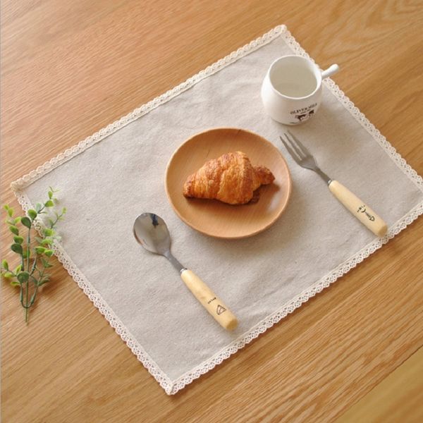 japanese zakka pure color cotton and linen napkins placemats lace placemats insulation pad 30*40cm
japanese zakka pure color cotton and linen napkins placemats lace placemats insulation pad 30*40cm