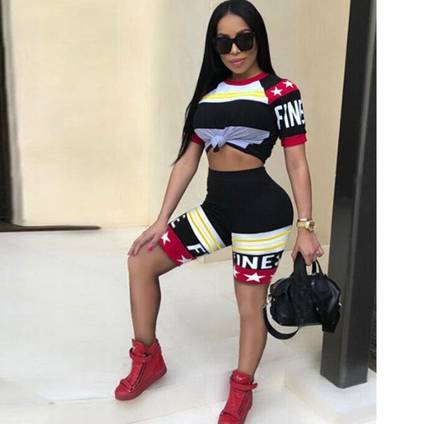 2018 summer women tracksuits casual two piece set print round neck short sleeve crop and shorts track suit 2 piece outfits t200325, White
2018 summer women tracksuits casual two piece set print round neck short sleeve crop and shorts track suit 2 piece outfits t200325, White