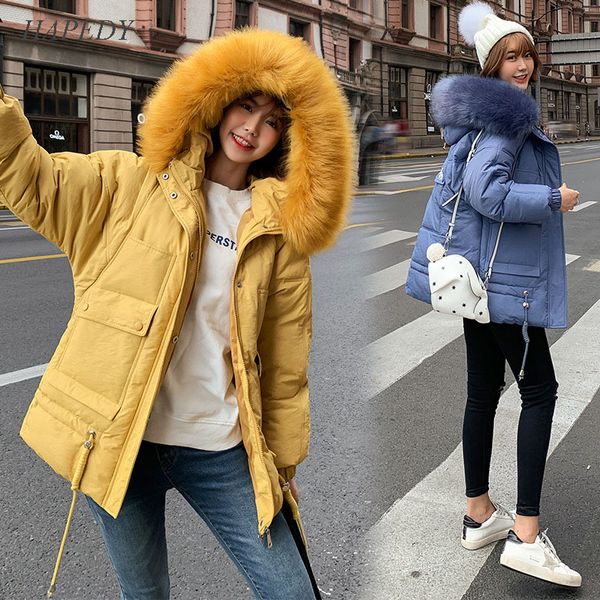 hapedy women winter jackets 2019 casual thick warm big fur hooded parkas coat solid winter sintepon jacket female outwear coat, Black
hapedy women winter jackets 2019 casual thick warm big fur hooded parkas coat solid winter sintepon jacket female outwear coat, Black