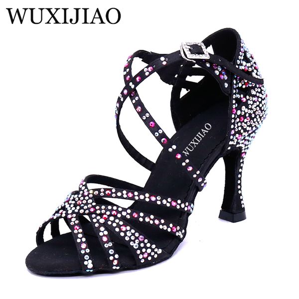 wuxijiao women salsa party ballroom shoes latin dance shoes big small rhinestone shining bronze skin black satin cuba heel 9cm
wuxijiao women salsa party ballroom shoes latin dance shoes big small rhinestone shining bronze skin black satin cuba heel 9cm