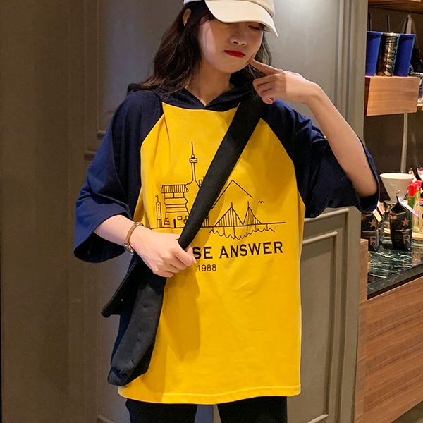 harajuku hooded t-shirts women short sleeve patchwork printed t shirt all-match kawaii trendy chic leisure simple student tshirt, White
harajuku hooded t-shirts women short sleeve patchwork printed t shirt all-match kawaii trendy chic leisure simple student tshirt, White