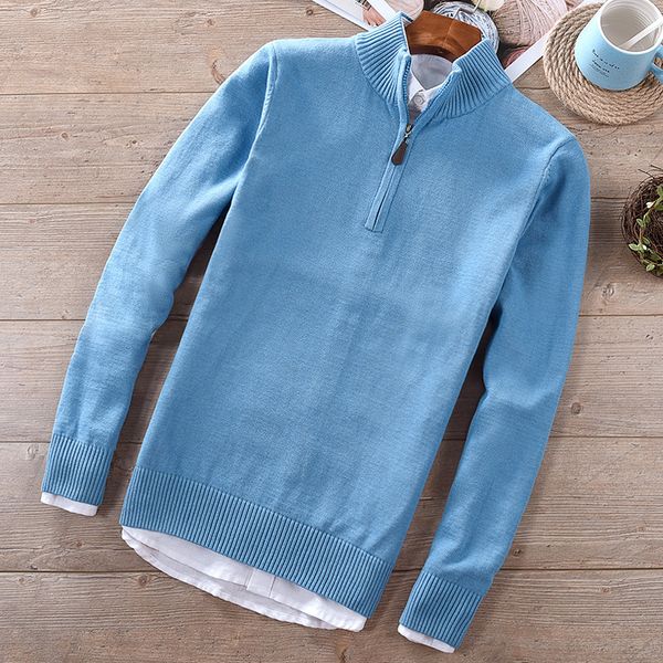autumn and winter 2020 new men's cotton sweater casual stand collar half zip fit pullover 8504, White;black
autumn and winter 2020 new men's cotton sweater casual stand collar half zip fit pullover 8504, White;black