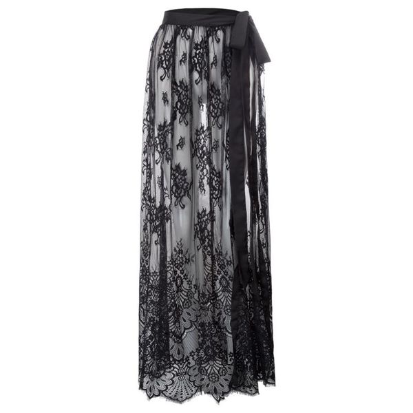 women summer skirts tie-waist maxi skirt see-through lace steampunk gothic see through floral lace skirts faldas ladies, Black
women summer skirts tie-waist maxi skirt see-through lace steampunk gothic see through floral lace skirts faldas ladies, Black