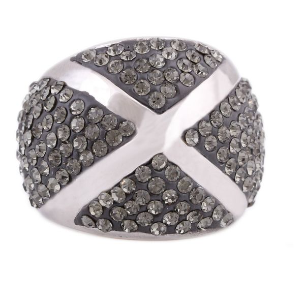 316l stainless steel gray crystal rings for women christmas gifts