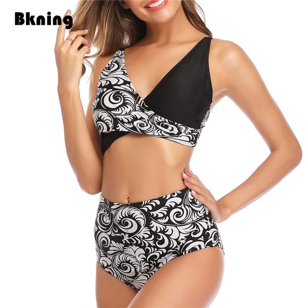 high waist bikini swimwear women 2020 summer floral print swimming suit for woman cross push up biquini two piece bandage swim, White;black
high waist bikini swimwear women 2020 summer floral print swimming suit for woman cross push up biquini two piece bandage swim, White;black