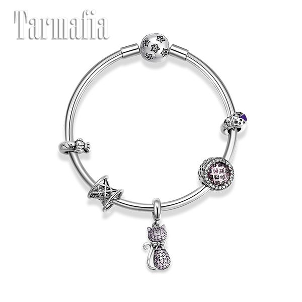 original silver 925 charms bracelets women with pink cz lovely cat pendant snake bone chain bracelets beads fashion jewelry gift, Golden;silver
original silver 925 charms bracelets women with pink cz lovely cat pendant snake bone chain bracelets beads fashion jewelry gift, Golden;silver