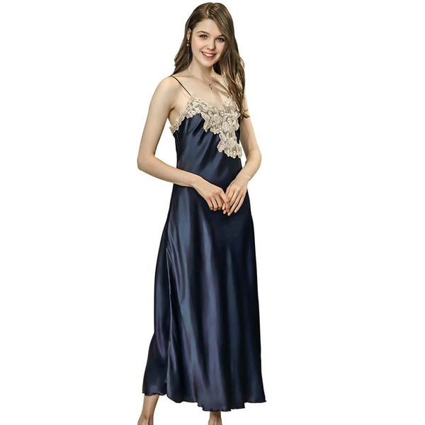 trendy white lace low neckline glossy artificial silk women slip night dress long sleepwear summer autumn nightgown, Black;red
trendy white lace low neckline glossy artificial silk women slip night dress long sleepwear summer autumn nightgown, Black;red