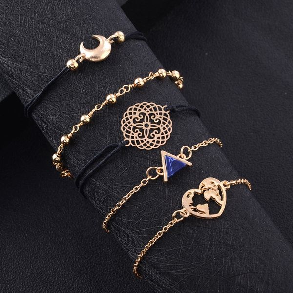 5pcs/set shellhard beads triangle crystal bracelet bangle bohemia map heart flower rope chain charm bracelet women boho jewelry, Black
5pcs/set shellhard beads triangle crystal bracelet bangle bohemia map heart flower rope chain charm bracelet women boho jewelry, Black