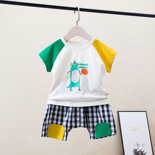 children's short sleeve suit with popular animal cartoon pattern in summer 2020, White
children's short sleeve suit with popular animal cartoon pattern in summer 2020, White