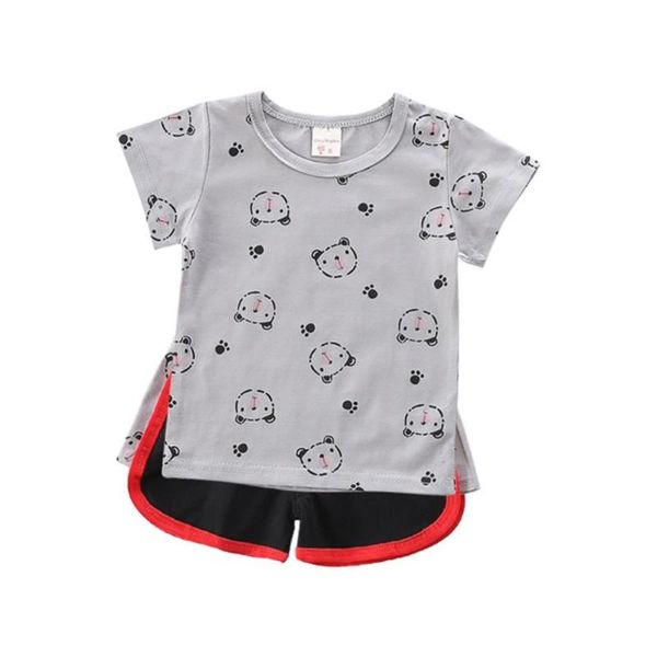 2 pcs babies short sleeve t-shirts with shorts sets, White