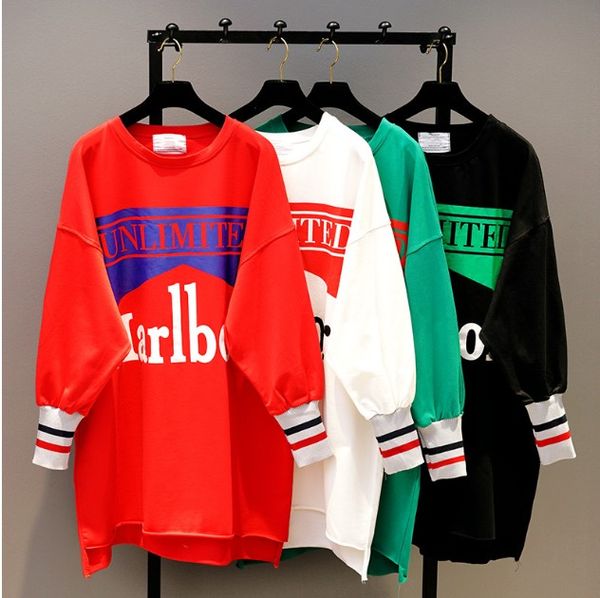 2019 women's spring korean loose hoodies student girls round collar letter long-sleeved tshirt female plus size sweatshirt, Black
2019 women's spring korean loose hoodies student girls round collar letter long-sleeved tshirt female plus size sweatshirt, Black