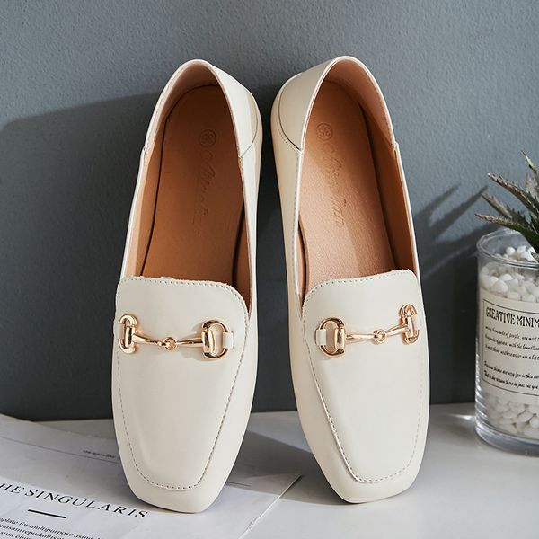 women square toe metal buckle microfiber leather flats loafers shoes slip on casual office work ladies female fashion breathable footwear, Black
women square toe metal buckle microfiber leather flats loafers shoes slip on casual office work ladies female fashion breathable footwear, Black