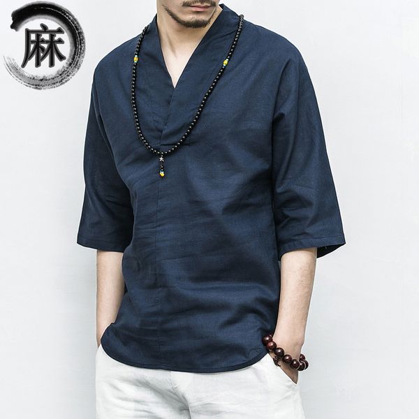 ropa de hombre 2020 new chinese style men's cotton linen v-neck short-sleeved hanfu tang suit shirt seven-quarter sleeve shirt, White;black
ropa de hombre 2020 new chinese style men's cotton linen v-neck short-sleeved hanfu tang suit shirt seven-quarter sleeve shirt, White;black