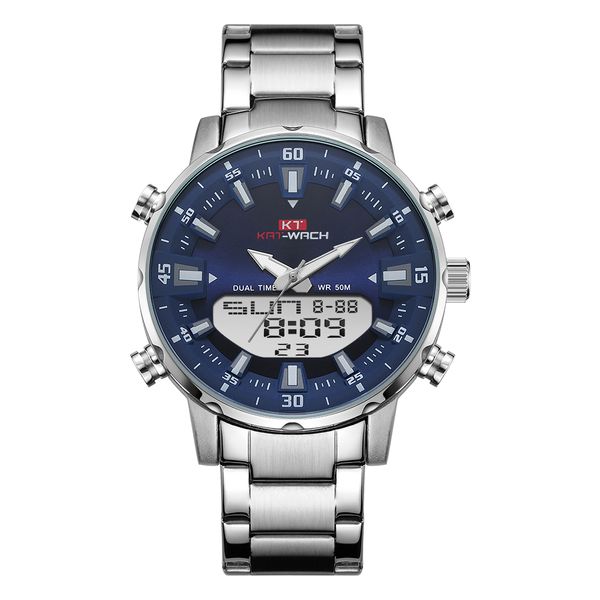 kt 2019 new mens watches with stainless steel strap dual display 50m waterproof 3d dial analog digital chronograph, Slivery;brown
kt 2019 new mens watches with stainless steel strap dual display 50m waterproof 3d dial analog digital chronograph, Slivery;brown