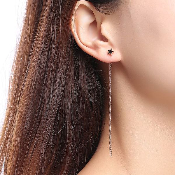 simple length 87mm titanium steel star tassel earrings for women trendy rose gold color ladies dangle earrings jewelry brincos, Silver
simple length 87mm titanium steel star tassel earrings for women trendy rose gold color ladies dangle earrings jewelry brincos, Silver