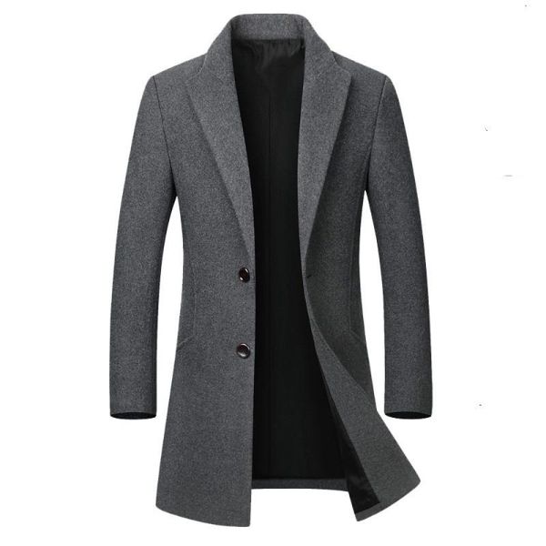 male solid color cashmere coat handsome wool trench fashion turn down collar single breasted woolen outerwear 2020 new autumn, Black
male solid color cashmere coat handsome wool trench fashion turn down collar single breasted woolen outerwear 2020 new autumn, Black