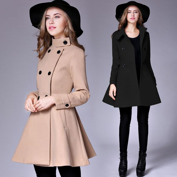 new autumn winter women coat plus size fashion stand collar slim solid double breasted woolen blends coat for women outerwear, Black
new autumn winter women coat plus size fashion stand collar slim solid double breasted woolen blends coat for women outerwear, Black