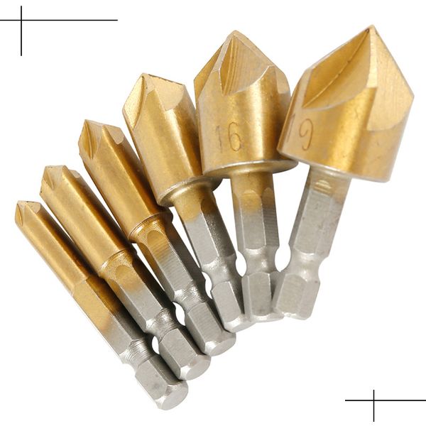 

2020 Woodworking Cutters Chamfer Milling Cutters 6-19mm Hex Shank Drill Bit Sets Wood Chamfer Chamfering Tools Countersink Drill Bit Sets