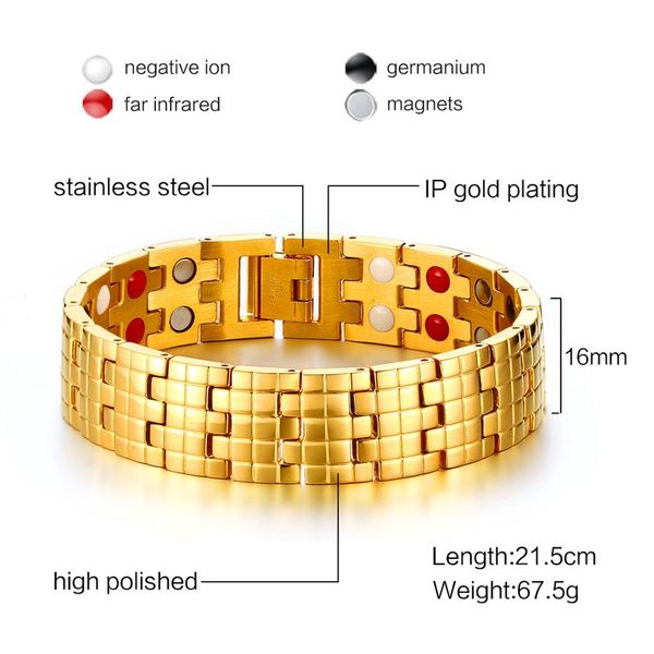 vnox magnetic health care bracelet bangle gold-color men's chain jewelry with magnets, Golden;silver
vnox magnetic health care bracelet bangle gold-color men's chain jewelry with magnets, Golden;silver