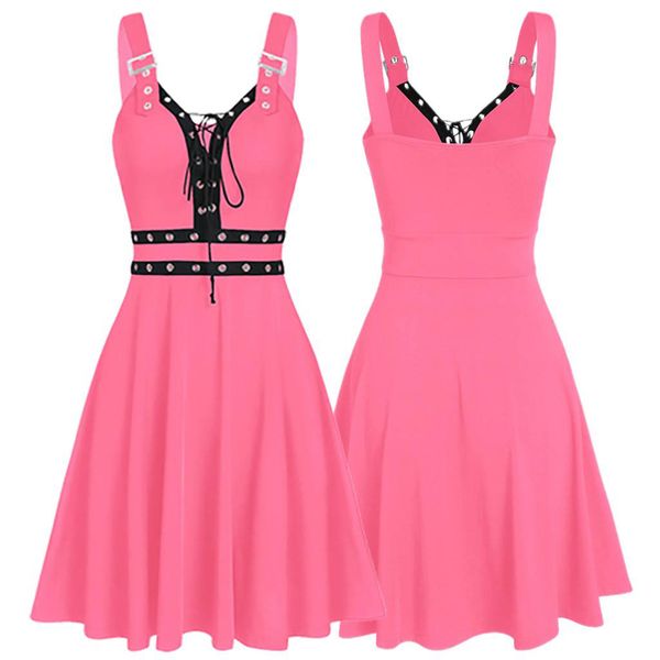women mini dresses gothic black deep v neck 2020 fall punk sleeveless rivet fashion tunic hip hop bandage female dress, White;black
women mini dresses gothic black deep v neck 2020 fall punk sleeveless rivet fashion tunic hip hop bandage female dress, White;black