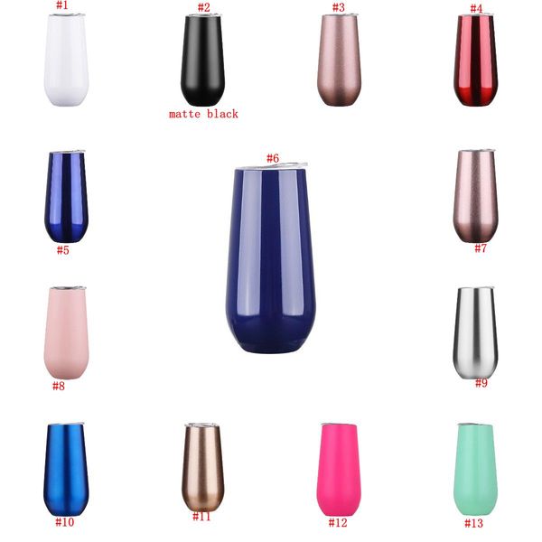 

6oz egg cup champagne wine glass stemless stainless steel tumbler with lid mini kids unbreakable cup vacuum insulated egg cups kha168