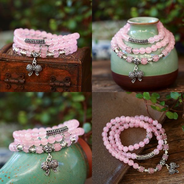 beaded jewelry natural powder crystal more circle bracelet ornaments collocation tibetan silver inlay bow modeling powder bracelet, Black
beaded jewelry natural powder crystal more circle bracelet ornaments collocation tibetan silver inlay bow modeling powder bracelet, Black