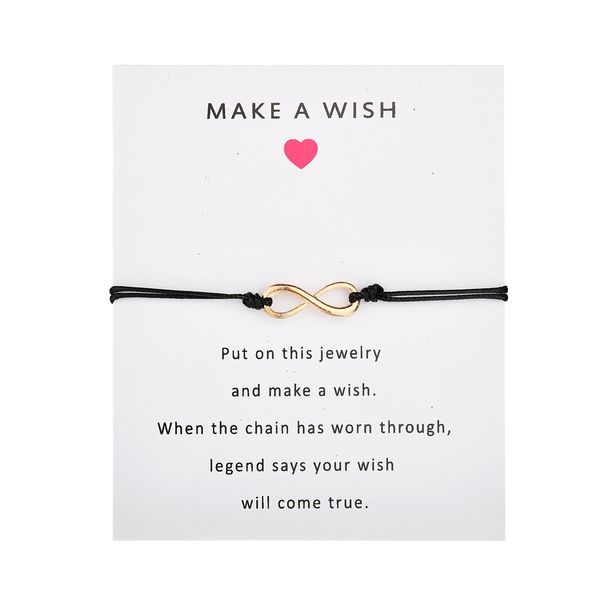 fashion accessories make a wish card bracelet infinite symbol small figure 8 lady bracelet exquisite fashion accessories, Golden;silver
fashion accessories make a wish card bracelet infinite symbol small figure 8 lady bracelet exquisite fashion accessories, Golden;silver