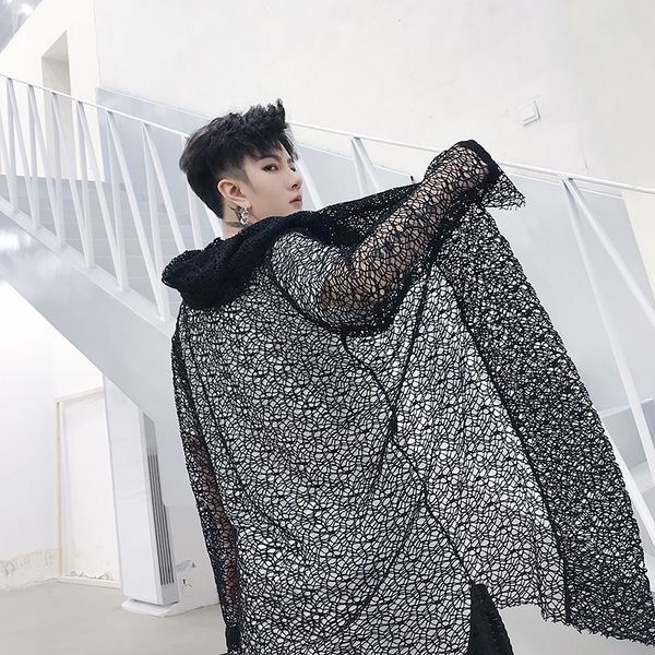 2019 summer men mesh hollow casual hooded trench coat male streetwear hip hop punk gothic long cardigan cloak jacket robe, Tan;black
2019 summer men mesh hollow casual hooded trench coat male streetwear hip hop punk gothic long cardigan cloak jacket robe, Tan;black