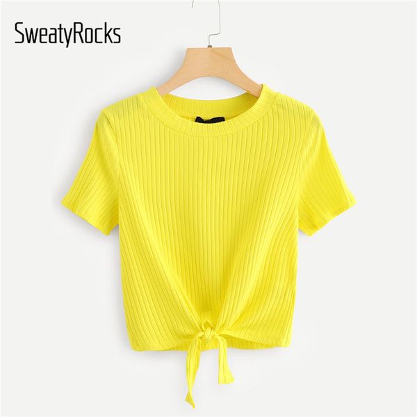 sweatyrocks neon color knot front solid ribbed tee style fashion stretchy t-shirt 2020 summer casual women yellow tees and, White
sweatyrocks neon color knot front solid ribbed tee style fashion stretchy t-shirt 2020 summer casual women yellow tees and, White